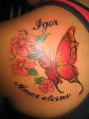 Title: Tatuagem Borboleta e flores. By: flaviodestrotattoo - All Photos by 