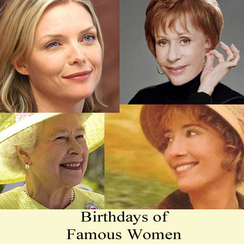 Birthdays of Famous Women